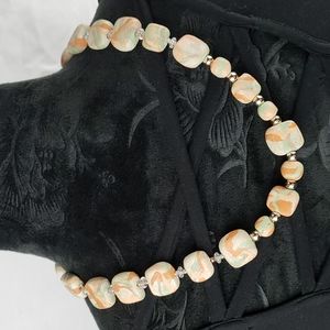 Handmade Very Pretty Clay Bead Necklace 23 Inch Length